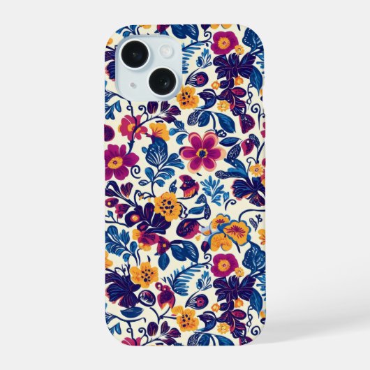 花カラフル柄 iPhone 15ケース (裏面)