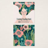 花カラフル柄bohoイラストレーションイヤリング (正面&裏面)