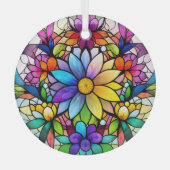 花カラフル染め ガラスオーナメント (正面)