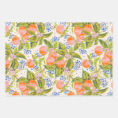 花カラフル桃 ラッピングペーパーシート (正面)