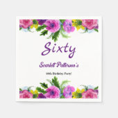 花カラフル植物学フローラ60誕生日 スタンダードカクテルナプキン (正面)