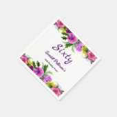 花カラフル植物学フローラ60誕生日 スタンダードカクテルナプキン (角)