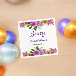 花カラフル植物学フローラ60誕生日 スタンダードカクテルナプキン