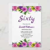 花カラフル植物学フローラ60誕生日 招待状 (正面)