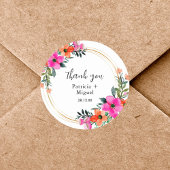 花カラフル植物学結婚の感謝 ラウンドシール