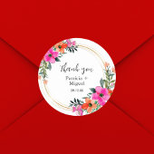 花カラフル植物学結婚の感謝 ラウンドシール