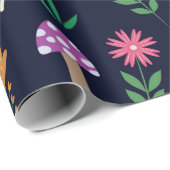 花カラフル模様のお洒落キノコ ラッピングペーパー (ロールコーナー)