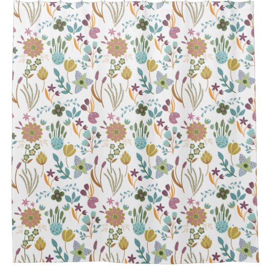 花カラフル模様 シャワーカーテン (正面)