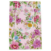 花カラフル模様 ミディアムペーパーバッグ (正面)