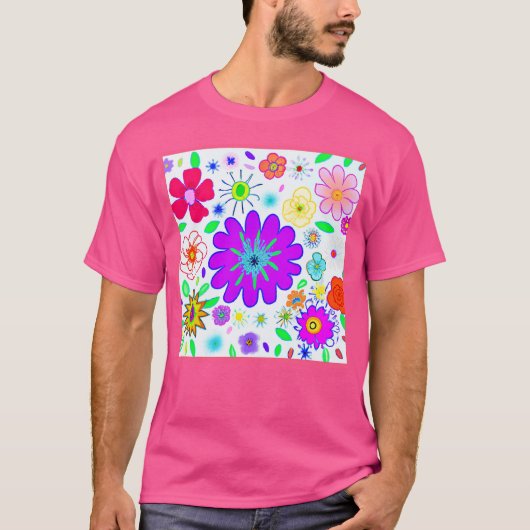 花カラフル模様 Tシャツ (正面)