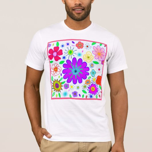 花カラフル模様 Tシャツ (正面)