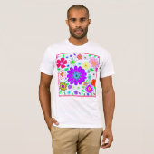 花カラフル模様 Tシャツ (正面フル)