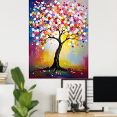 花カラフル樹 ポスター (ホームオフィス)