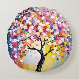 花カラフル樹 ラウンドクッション