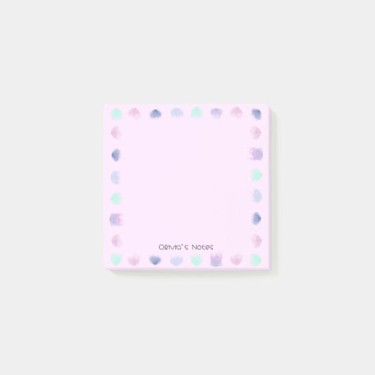 花カラフル水色パーソナライズされた名 ポストイット (正面)