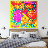 花カラフル油塗装。買今 キャンバスプリント (インサイチュ (寝室))