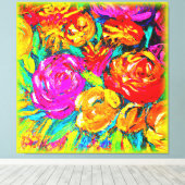 花カラフル油塗装。買今 キャンバスプリント (インサイチュ (ウッドフロア))