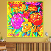 花カラフル油塗装。買今 キャンバスプリント (インサイチュ (リビング))