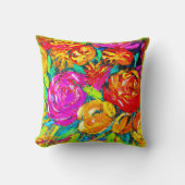 花カラフル油塗装。買今 クッション (正面)