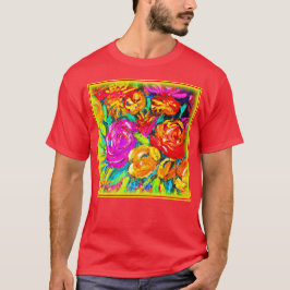 花カラフル油塗装。買今 Tシャツ