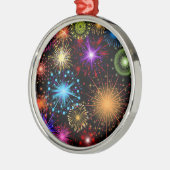 花カラフル火の新年 メタルオーナメント (左)