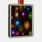 花カラフル火の新年 メタルオーナメント (右)