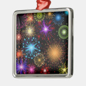 花カラフル火の新年 メタルオーナメント (左)