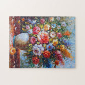 花カラフル生の絵画花 ジグソーパズル (横)