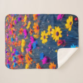 花カラフル畑 シェルパブランケット (正面(横))