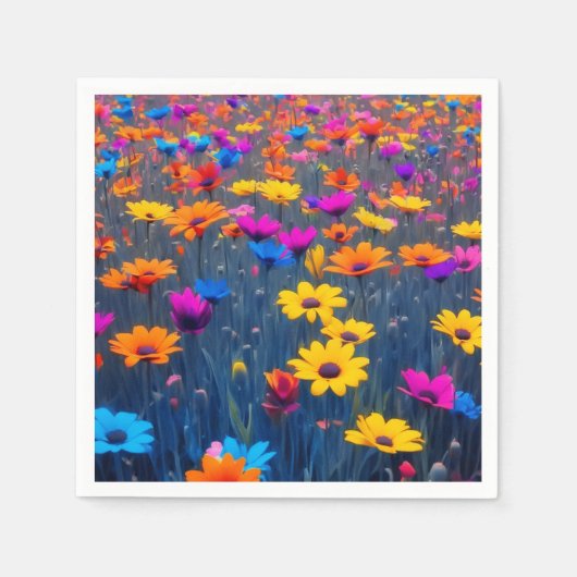花カラフル畑 スタンダードカクテルナプキン (正面)