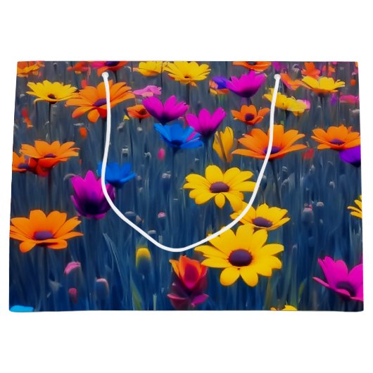 花カラフル畑 ラージペーパーバッグ (正面)