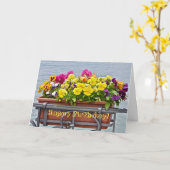 花カラフル箱のパンジー/ハッピーバースデー!」 カード (黄色い花)