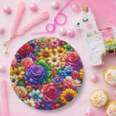 花カラフル紙プレート ペーパープレート (パーティー)