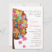 花カラフル素朴の木の結婚式招待状 招待状 (正面)