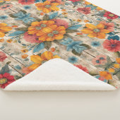 花カラフル素朴毛布 シェルパブランケット (3/4)