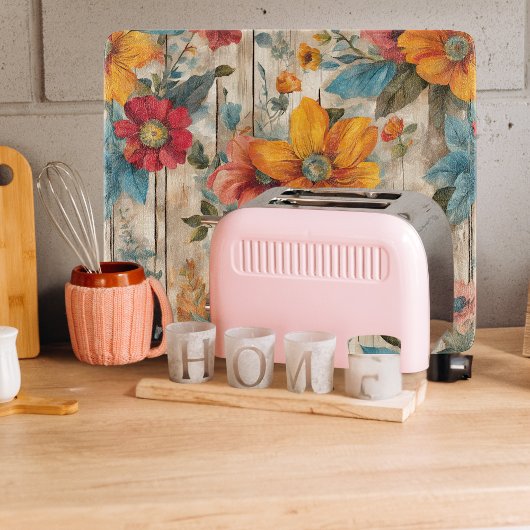 花カラフル素朴硝切板 カッティングボード