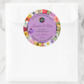 花カラフル紫色の製品ラベルのロゴ ラウンドシール (バッグ)