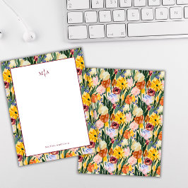 花カラフル絵を描画モノグラム名個人 ノートカード