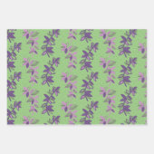 花カラフル緑と紫の包み紙 ラッピングペーパーシート (正面2)