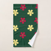 花カラフル緑装飾花柄 バスタオルセット (ハンドタオル)