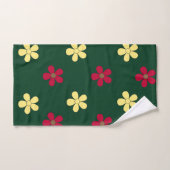 花カラフル緑装飾花柄 バスタオルセット (ハンドタオル)