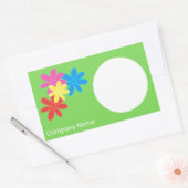 花カラフル緑青ピンクレッド名ギフトラベル 長方形シール (封筒)