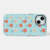 花カラフル繊細な模様 iPhone 15ケース (裏面横)