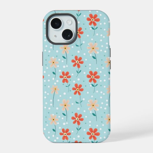 花カラフル繊細な模様 iPhone 15ケース (裏面)