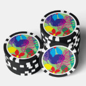 花カラフル背 ポーカーチップ (積み重ね)