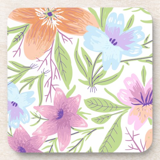 花カラフル自然エレガントヴィンテージ コースター (正面)