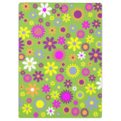 花カラフル花の模様お名前 クリップボード (裏面)