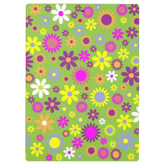 花カラフル花の模様お名前 クリップボード (裏面)