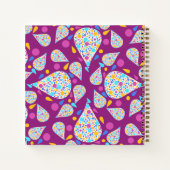 花カラフル花びらとドット紫ピンク ノートブック (裏面)