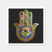 花カラフル花びらターコイズサードアイハムサ スタンダードカクテルナプキン (正面)